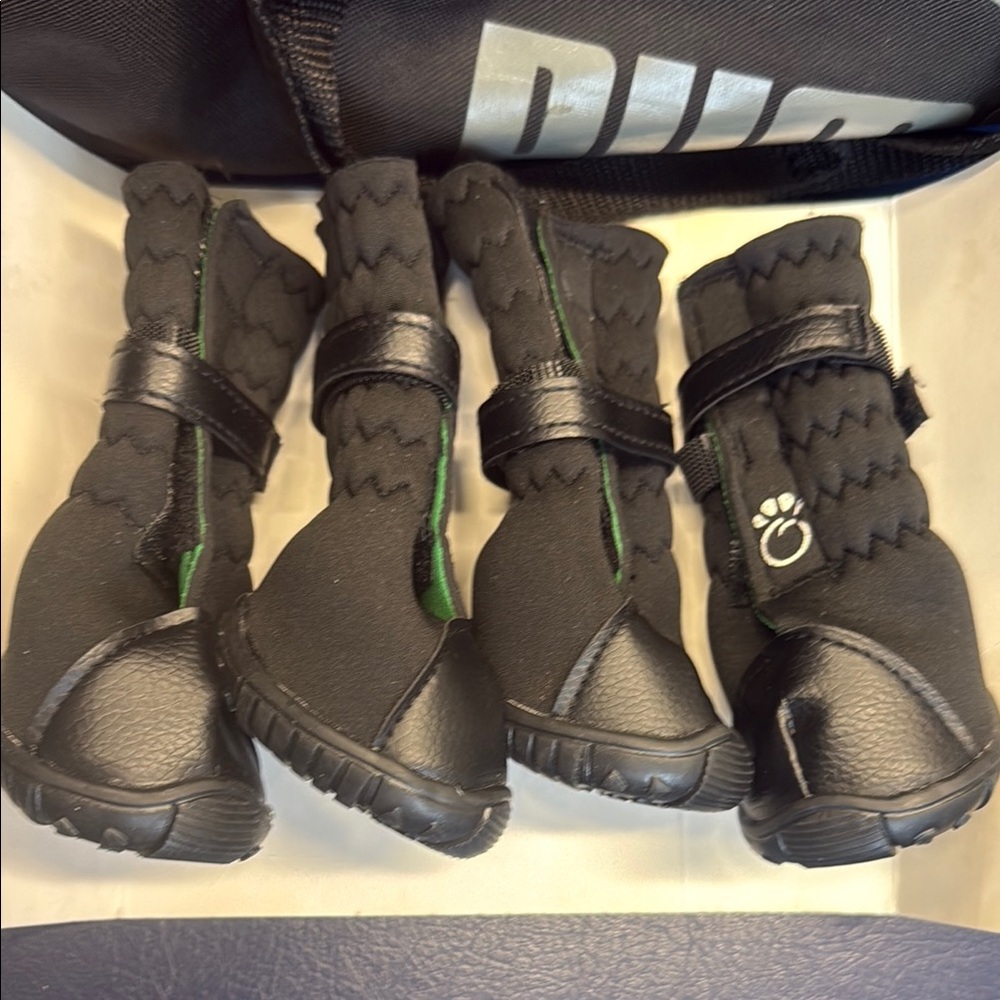 Durable Black and Green Dog Boots